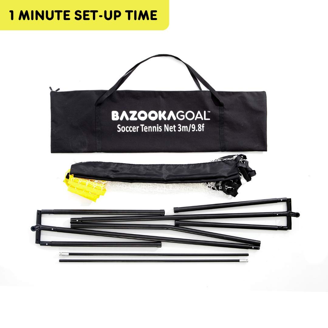 BazookaGoal Tennisnetz 300x100cm Komplettset - verstell- und zusammenklappbar - Volleyballnetz für Kinder und Erwachsene - ausziehbar-und faltbar -Tennis - Volleyball - Badminton Netz - Hohe Qualität