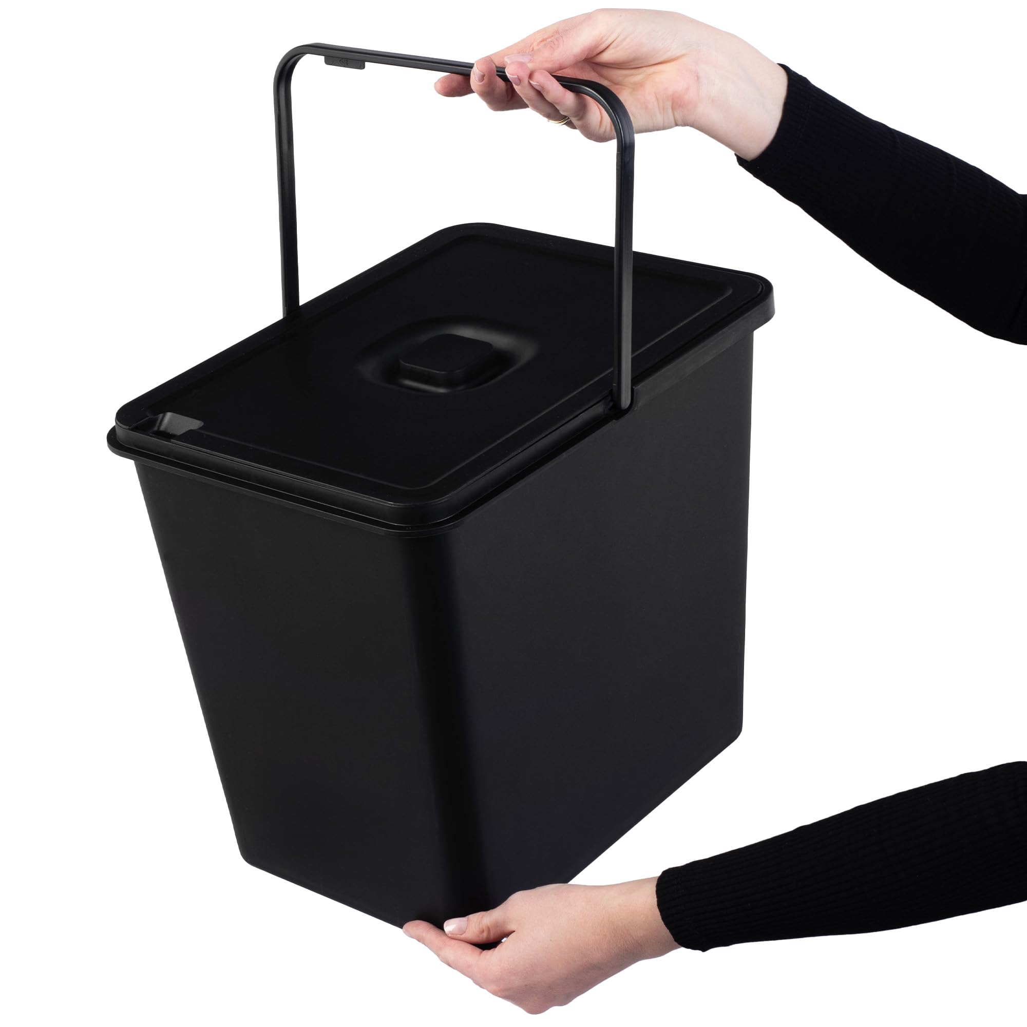 KADAX Cubo de basura de 23 litros, con asa móvil, clasificador de basura de plástico, contenedor universal de basura (negro, 23 L)