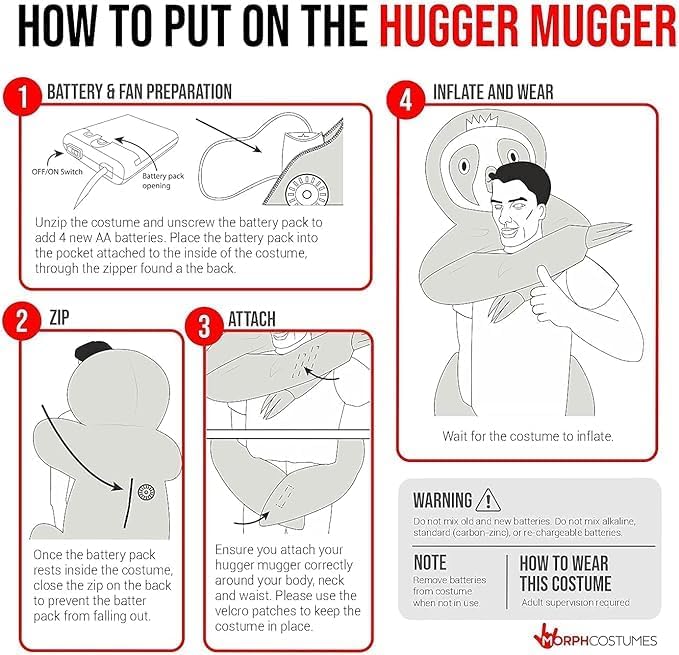 Morph Inflatable Sloth Costume For Kids, Blow Up Sloth Outfit, Fun Animal Costume, Kids Inflatable Costume - Image 7