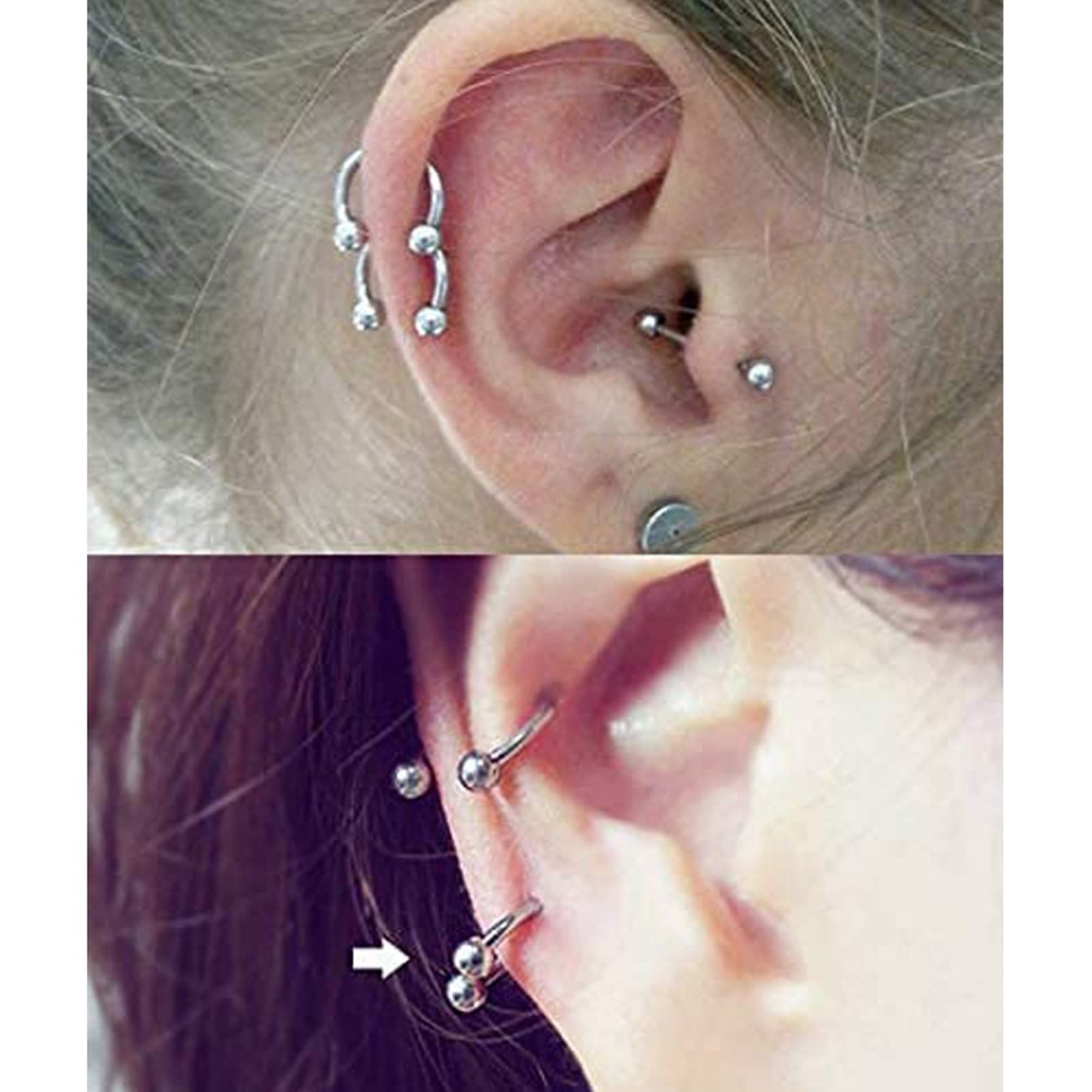 Biżuteria do piercingu nosa, piercing ze stali nierdzewnej biżuteria pierścionek 50 szt. grubość 1,2 mm wielokolorowy unikalny design i polerowana biżuteria prezent, Stal nierdzewna, Bez kamienia szlachetnego