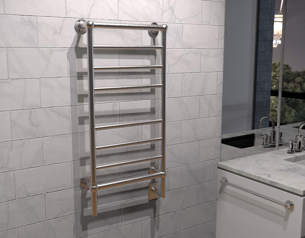 Amba Products Traditional Collection Model T-2040BN 8 Horizontal Bar Wall Mounted Hardwired Towel Warmer in Brushed Nickel Finish with 3-Year Limited Warranty