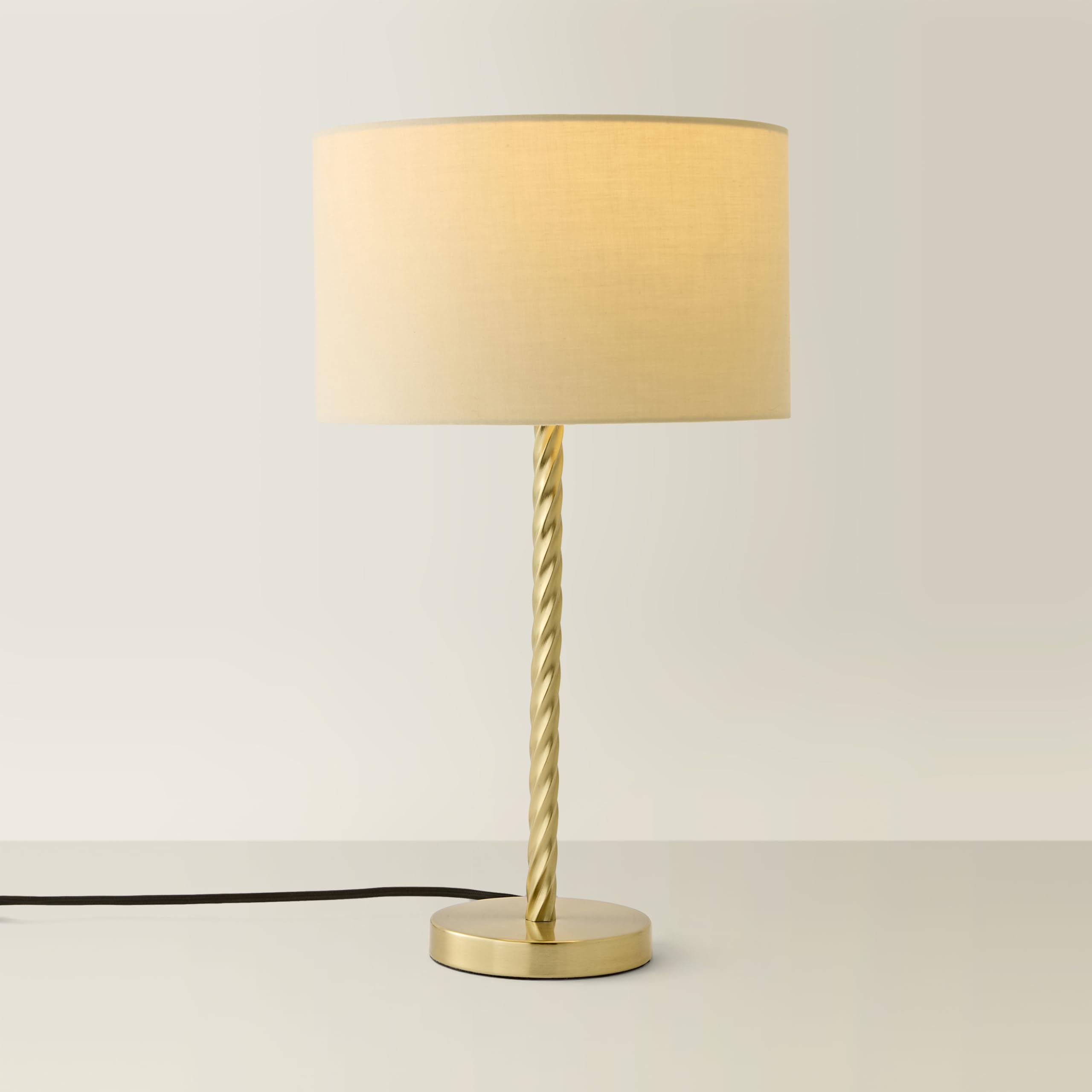 ValueLights | Maura Cream Drum Lamp Shade Brushed Gold Twist Table Lamp | Table Lamps, Home Décor & Improvement Essential