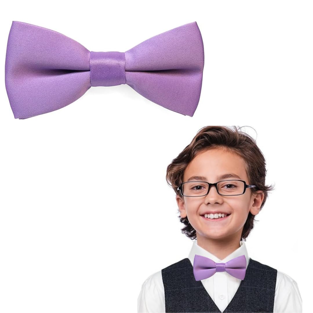 The Tie Company Boys Light Purple The Tie Co™ Kids Bow Tie – Pre-Tied & Adjustable Plain Bow Tie For & Girls, Premium Range, Formal & Party Wear Accessory (Light Purple)