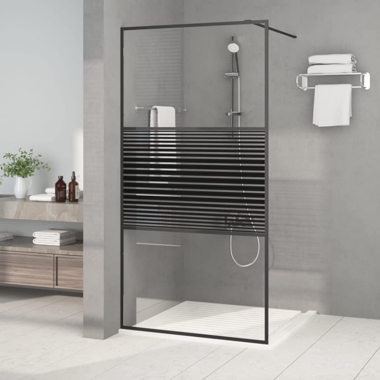 ShGaxin Mampara de Ducha Vidrio ESG Transparente Negro 100x195 cm, Mampara Bañera, Mampara Baño Ducha, Cabina De Ducha, Mampara Baño