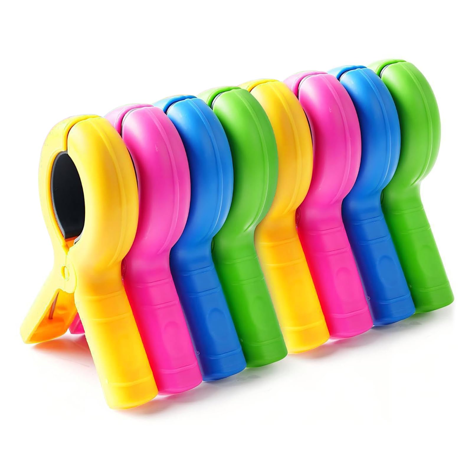 LUVDECO 8 Pcs Windproof Towel Clips for Sun Loungers Heavy Duty Beach Towel Clips with Strong Grip Non-Slip Silicone Rustproof Sunbed Clips for Pool Chairs Garden Laundry (Assorted Colors)