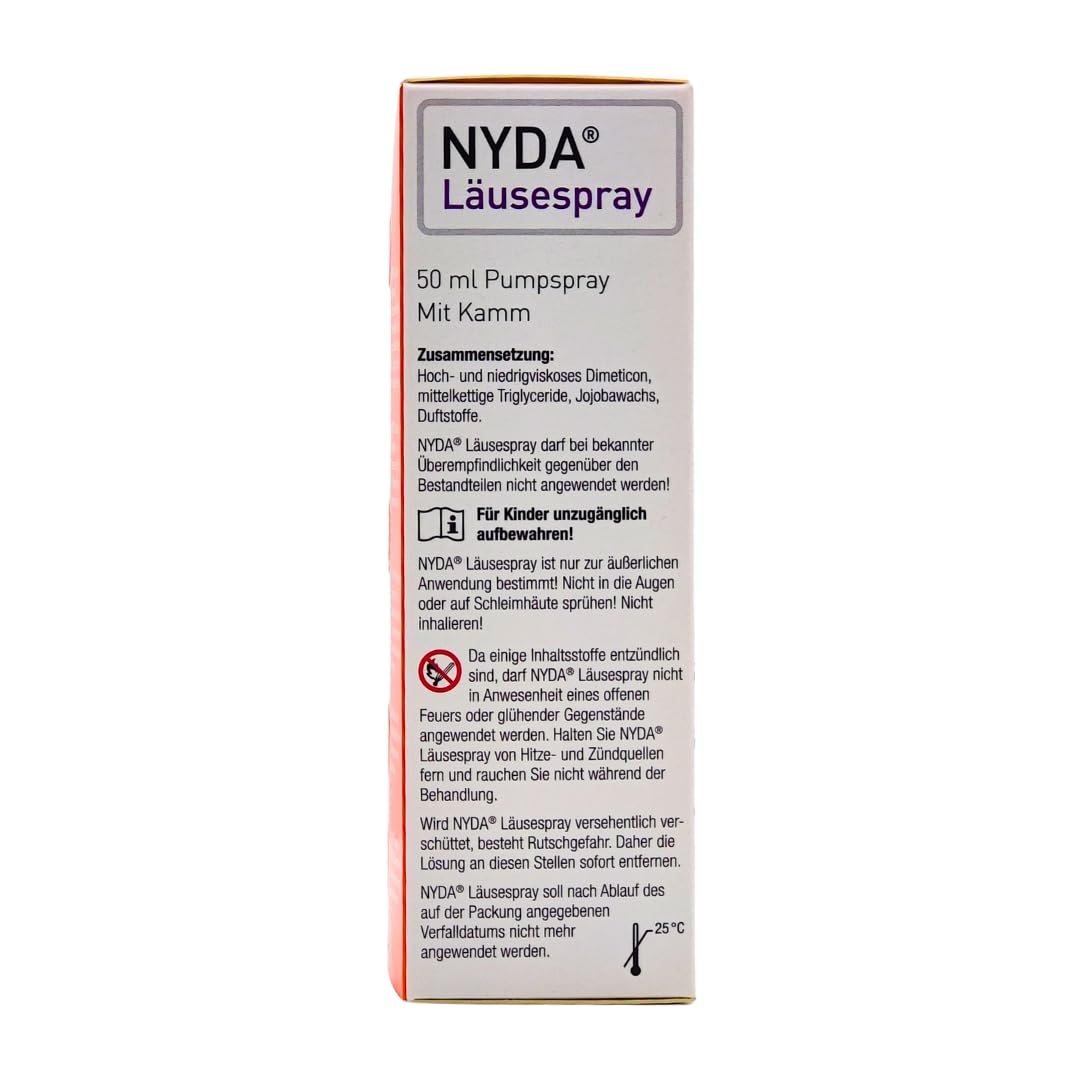 NYDA Läusespray gegen Kopfläuse und Nissen, 10 Minuten Einwirkzeit, inklusive Läusekamm, für Babys, Schwangere und Stillende I Sparset mit Duschgel von Pharma Perle (2 x 50 ml)
