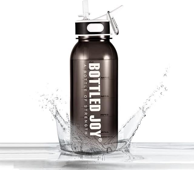 Micacron Water Bottle with Straw 1 Litre Sports Drinking Bottle, Daily Water Intake Bottle with Motivational Time Marker to Remind the Drinking Time, BPA-Free, Ideal for Gym Office Camping