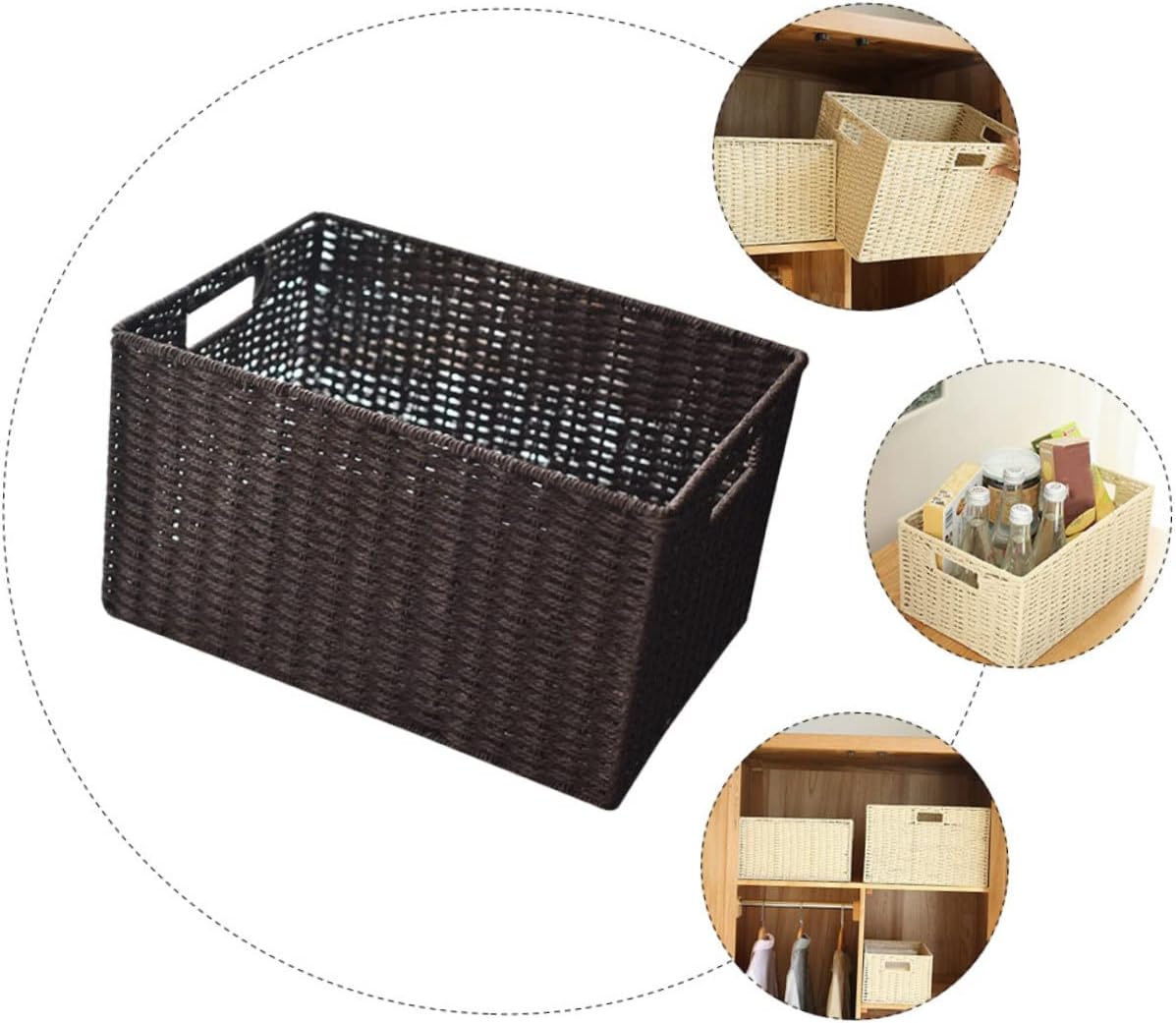 Eco-friendly Woven Basket Scalloped Toy Storage Portable Home Organization for Living Room Closet Random Color image 3