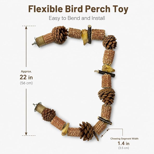 Foto 7 de 7 de Pyralidsg Juguetes para Loros, 80cm Accesorios para Jaulas de Loros, Perchas para Pajaros de Madera Natural