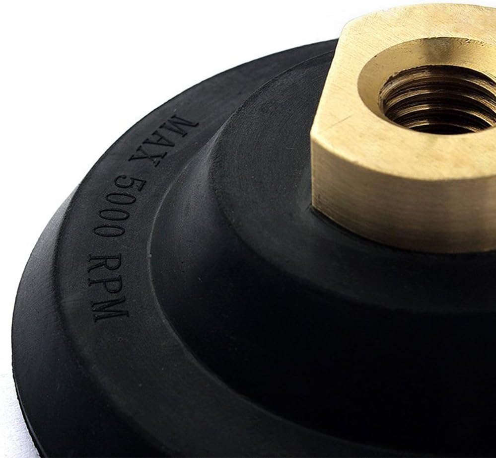 4 inch Polisher Backing Plate - Metal Arbor 5/8" 11 Thread Rubber Hook and Loop Backer Pad, Ideal Polishing Disc Holder for Concrete Tile Granite Marble Stone Countertop Floor Grinder (Black)