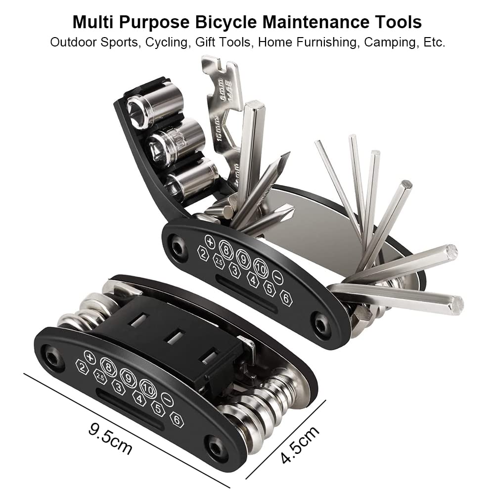 Kit de réparation de vélo, outil multifonction 16 en 1 avec kit de réparation et