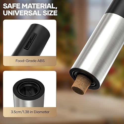 Miniatura 7 de Abridor de vino eléctrico, sacacorchos eléctrico automático de botellas de vino con cortador de papel de aluminio, aireador, tapón al vacío, juego