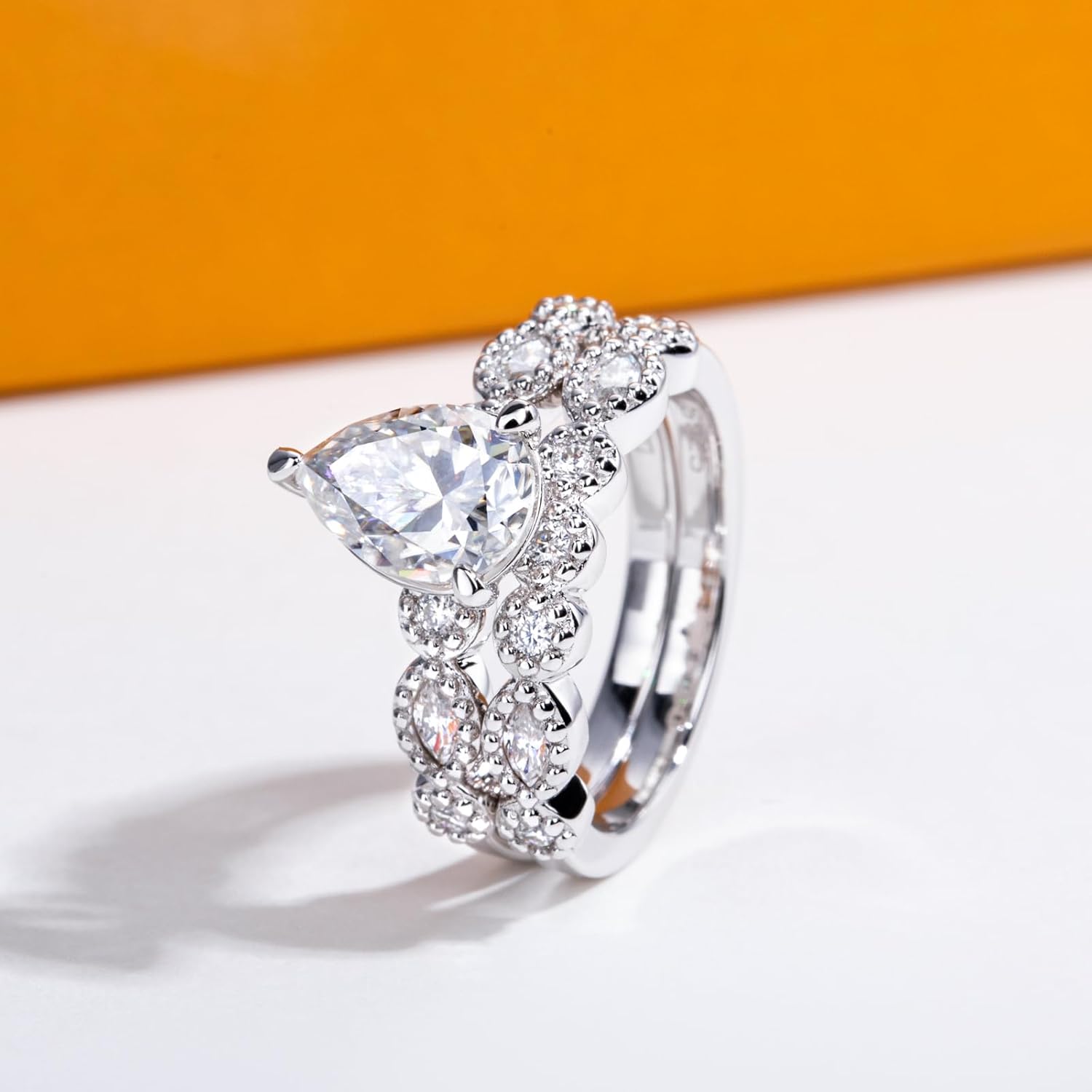 Oval/Pear/Cushion Cut Moissanite Wedding Ring Set D Color VVS1 Clarity 925 Sterling Silver Engagement Promise Anniversary Rings Bridal Sets for Women with Certificate - Image 3