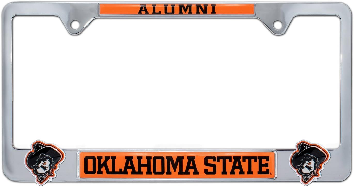 Elektroplate Officially Licensed – Oklahoma State University Cowboys Chrome Metal License Plate Frame with 3D Logos affixed | Premium Metal Car Tag Holder | Weather-Proof Automotive Accessory