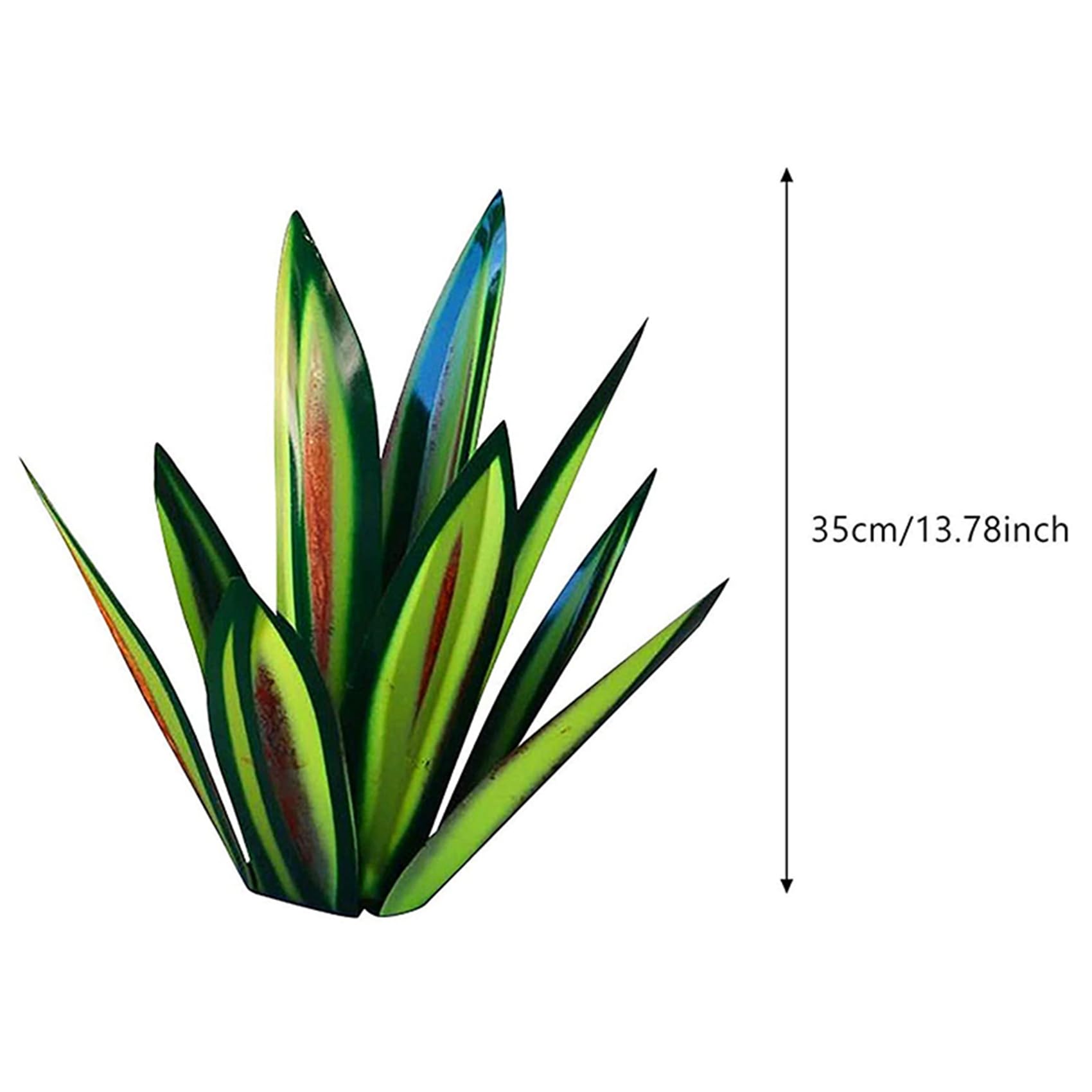 2X Scultura Rustica da 13,7 Pollice Piante di Agave in Metallo Dipinti a Mano Fai da te Ornamenti Prato Giardino Esterno-Verde