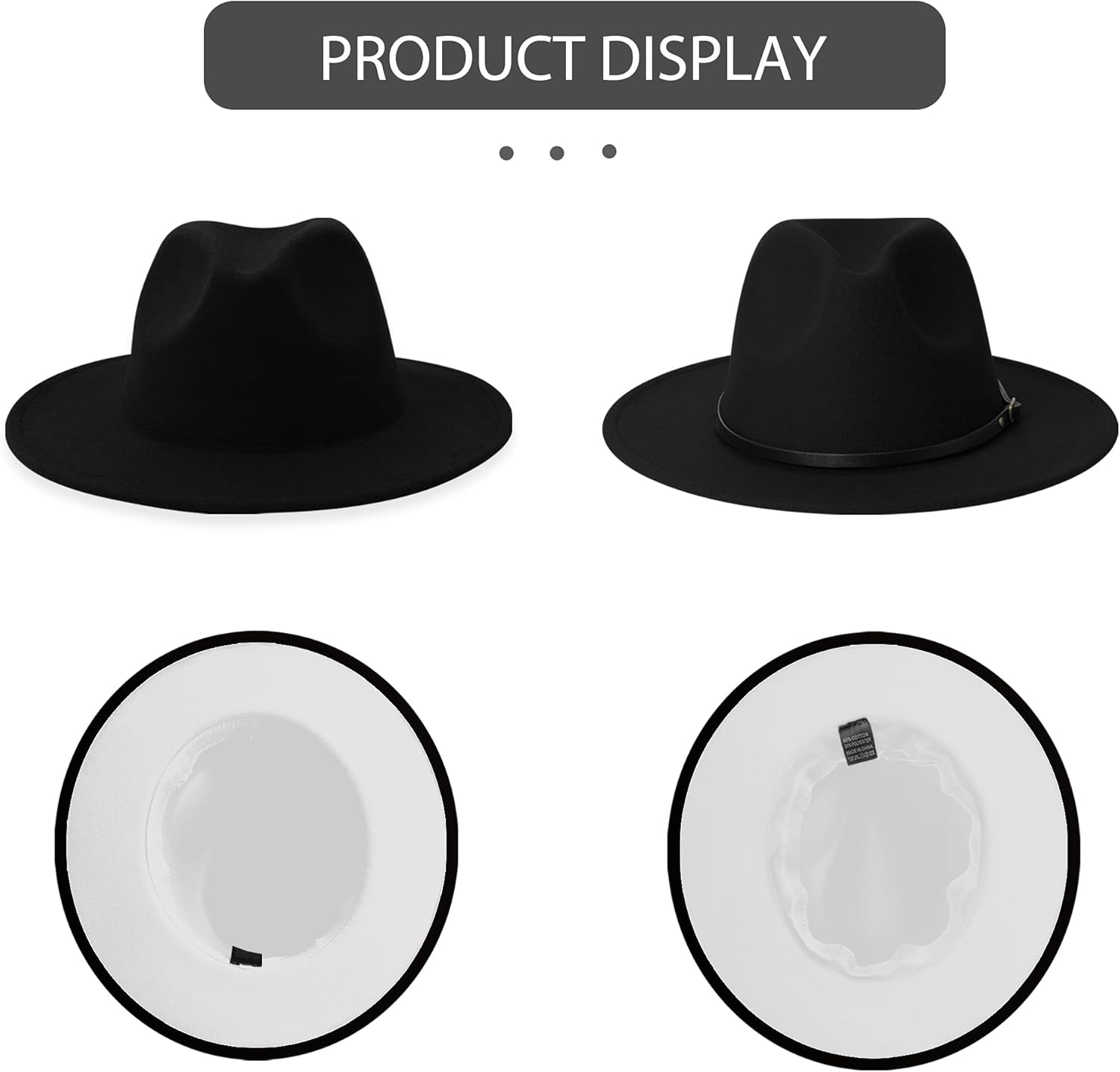 jingsha Fedora Hats for Men & Women Wide Brim Fedora Felt Panama Hat Men's Dress Hats with Belt Buckle - Image 4
