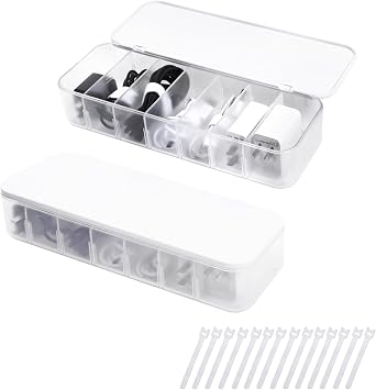FRETONBA Cable Storage Box, 2 Pcs Cable Tidy Management Box, White