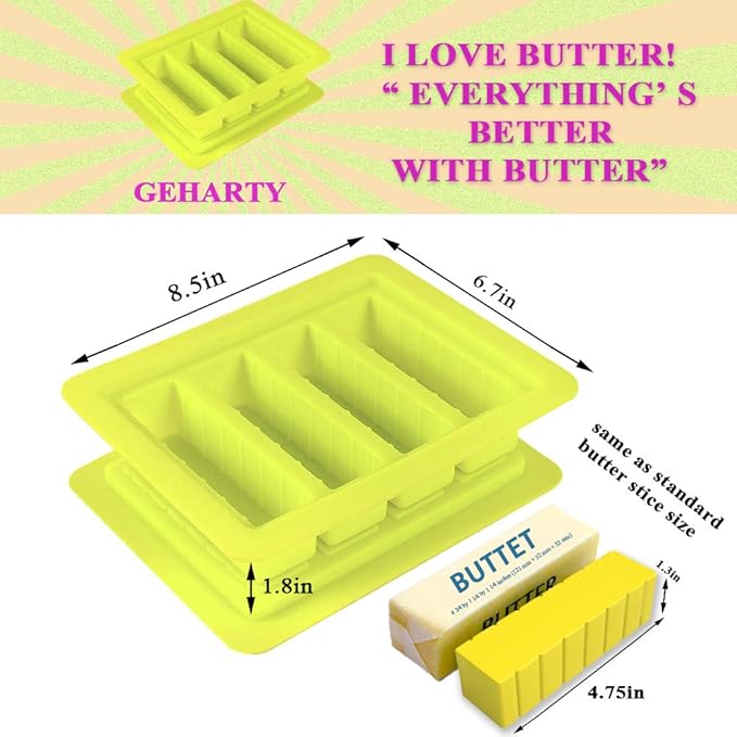 Amazon Com Butter Mold Silicon Tray 8 Us Tablespoons 0 25lb 4 Ounce The Butter Maker With Lid For Butter Stick Yellow Butter Mold Everything Else