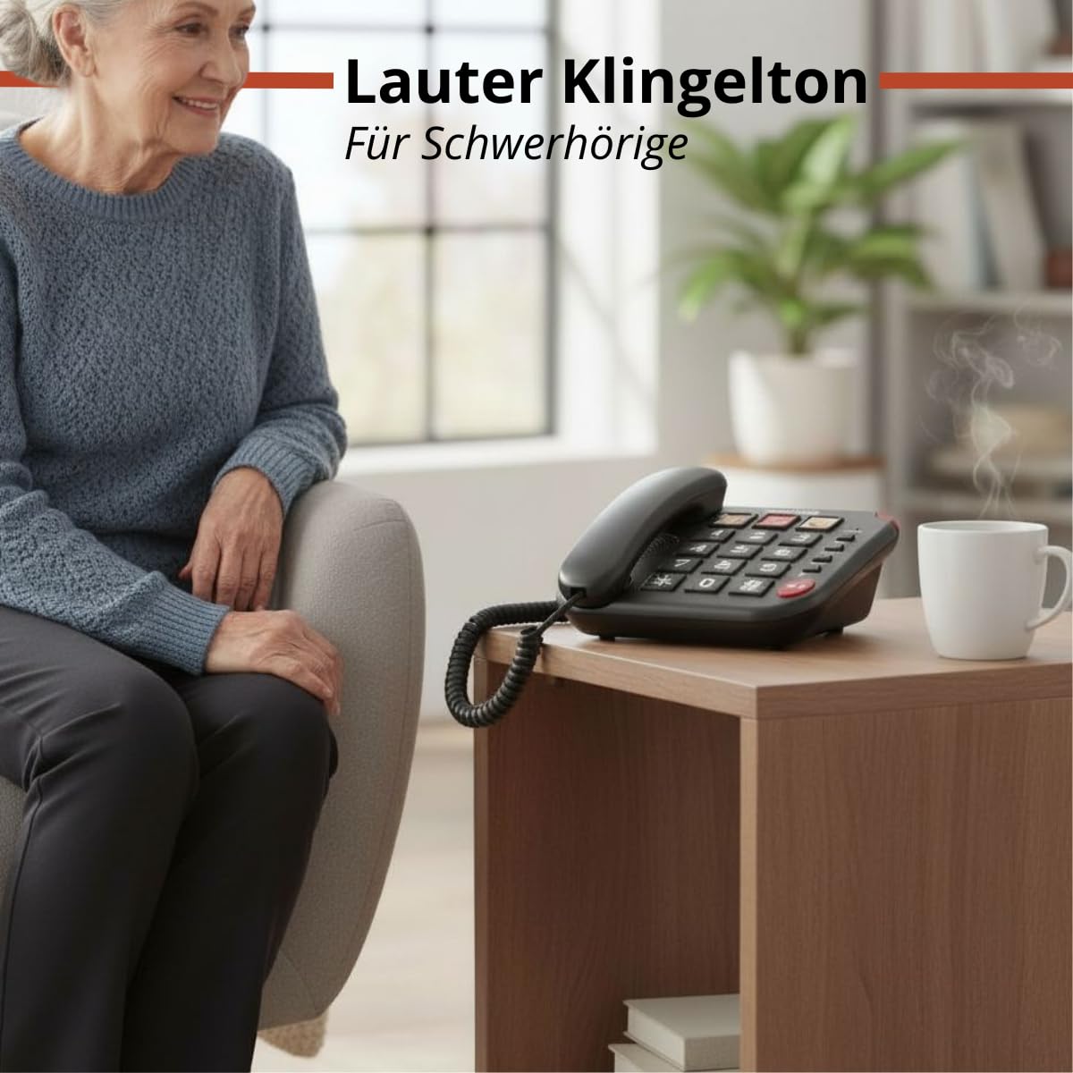 Grundig Telefon Senioren - Festnetztelefon Senioren mit großen Tasten - Seniorentelefon Festnetz mit Foto-Schnelltasten - Telefon Festnetz - Lautsprecher und SOS-Taste - Schwarz