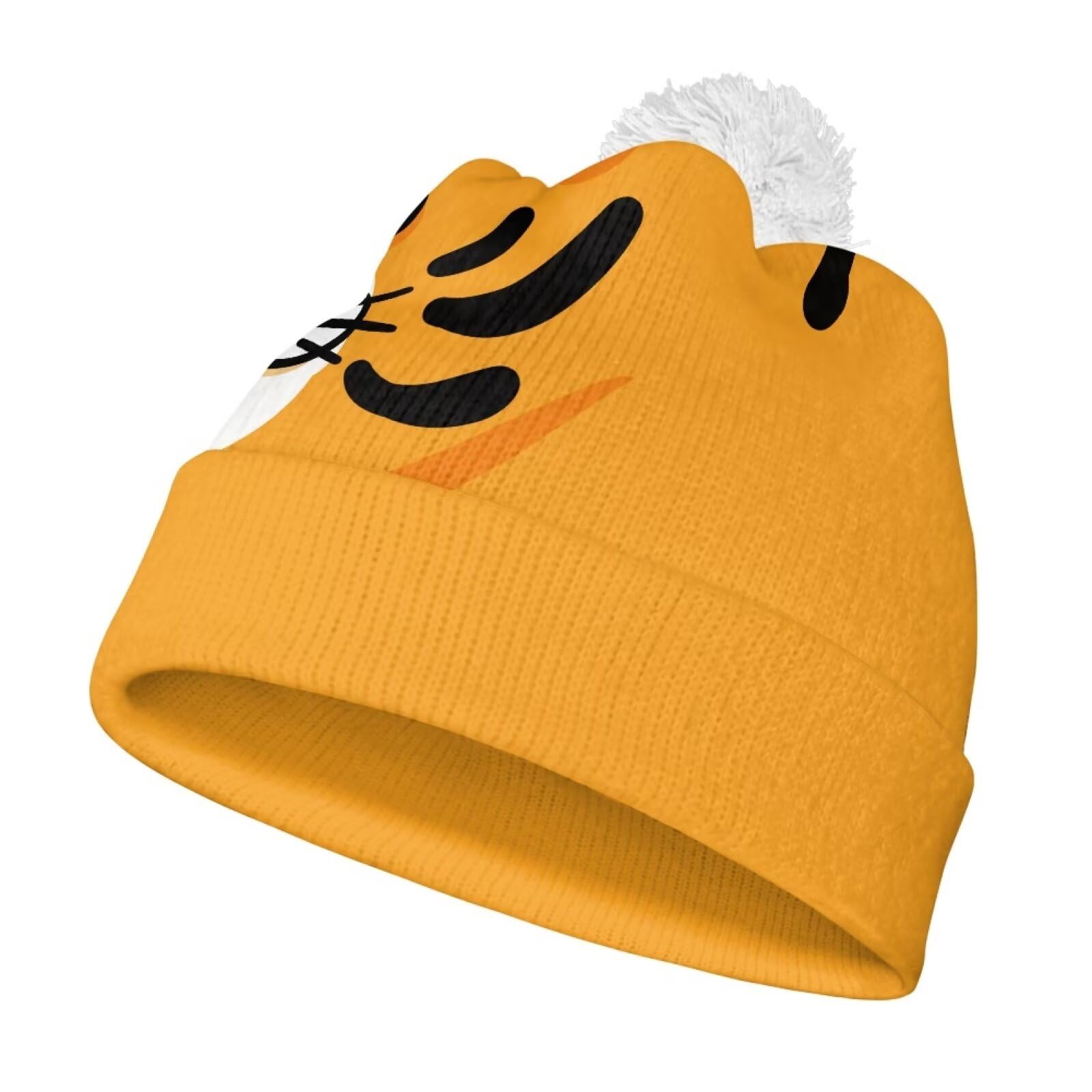 Sellikakes Winter Kids Beanie Hat for Girls Boys Woolen Warm Printed with String Ball Hat for boy Outdoor Wear Little Tiger Pattern