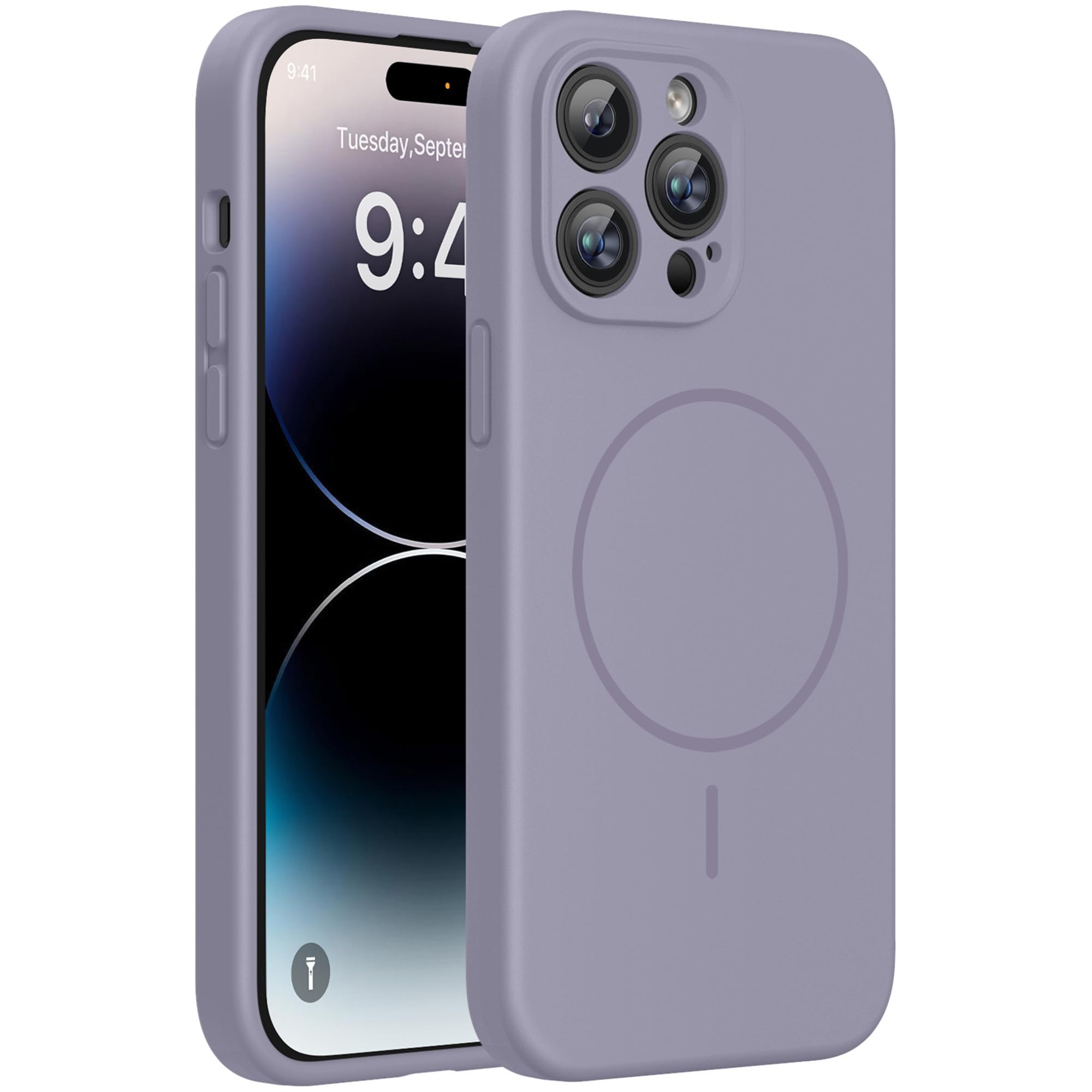 Miracase Silicone &amp; Magnetic for iPhone 14 Pro Case, Lavender Gray