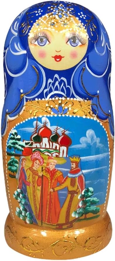 Matryoshka Russian Matryoshka, 7 Sets of Handmade Turban Matryoshka for Girls Wooden Nesting Dolls 8.3 Inches Blessing Gift