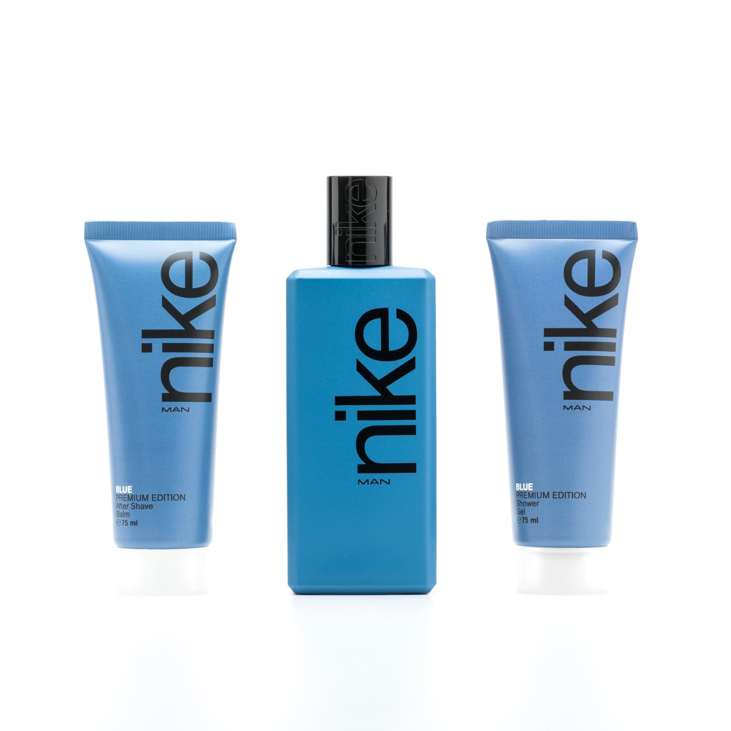 NIKE - Blue Colonia 100 ml + Gel de Baño 75 ml + After Shave 75 ml, Estuche de Regalo Hombre, Perfume Hombre, Eau de Toilette Masculina, Aroma Frutal Amaderado, Fragancia Fresca, Elegante y Duradera