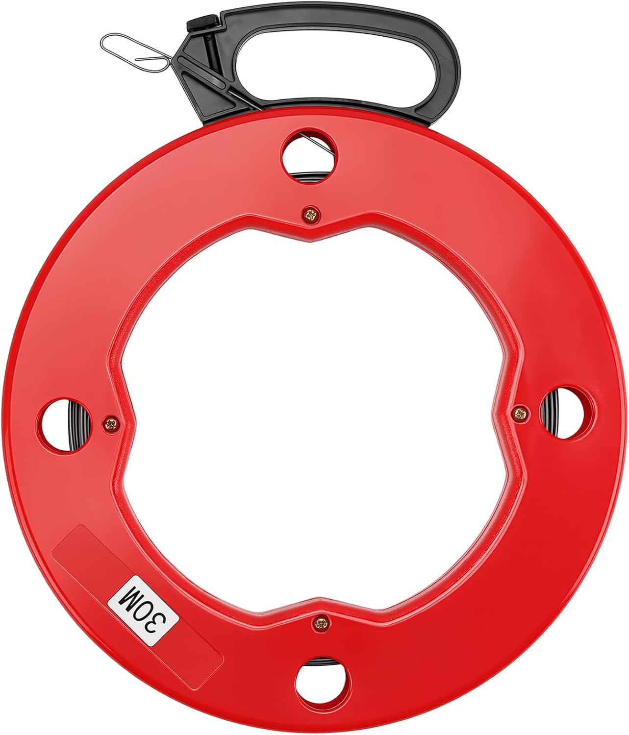1/8 Inch x 100 Ft Steel Fish Tape, Electrical Fishing Tape Wire Puller with High Impact Plastic Case and Double Loop Tip for Electric Wire and Communication Cable Pulling