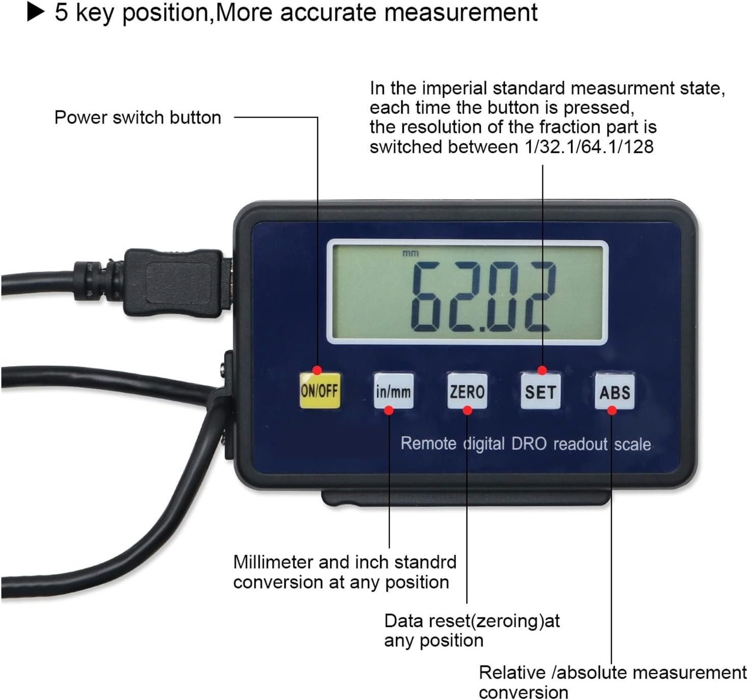 Grating Ruler, 0-200 Mm 0.01 Mm DRO Magnetic Remote Digital Readout Digital Linear Scale External Display