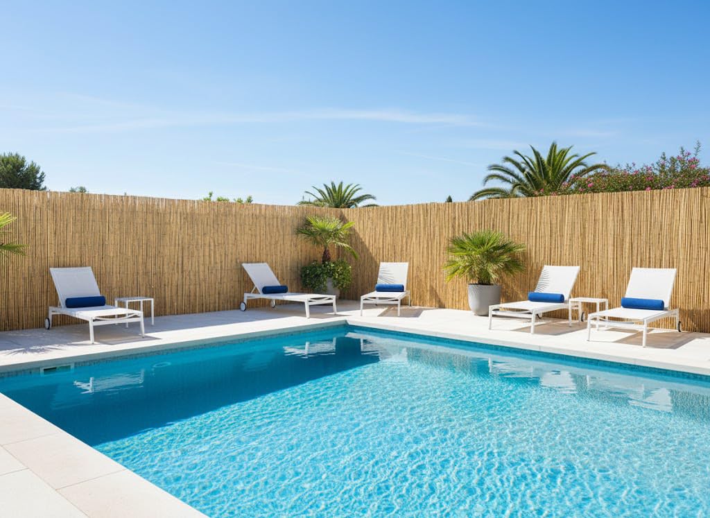Suinga Valla de Cañizo Bambu 1,8x5 Metros | Cañizo Entero Jardin Natural | Cerramiento de Bambu 95% Ocultación | Valla de Bambu