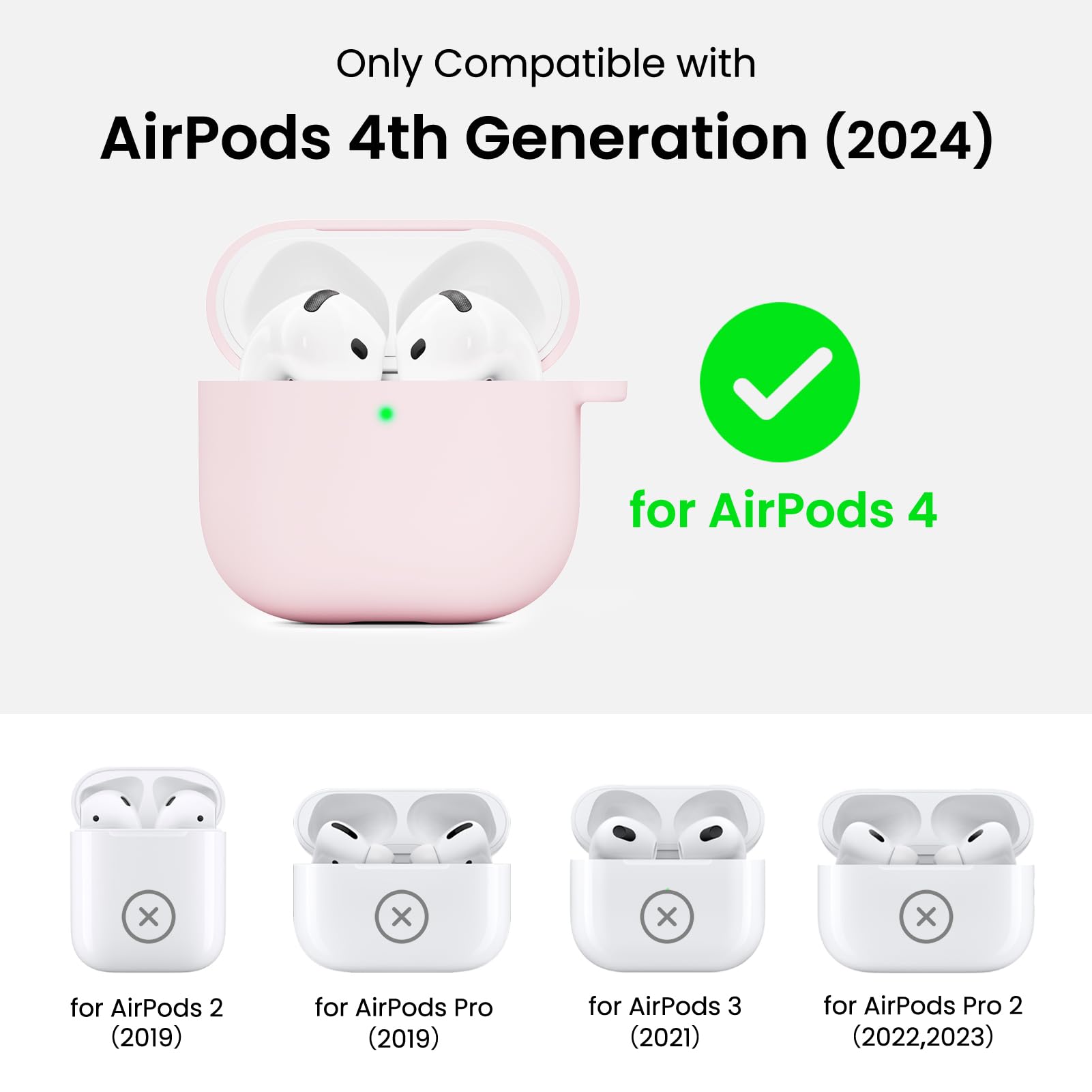 ORNARTO Silikonowe etui do AirPods 4 - różowe | 2-częściowe etui silikonowe z 2-warstwową strukturą, ochroną przed wstrząsami, smyczą i narzędziem do demontażu