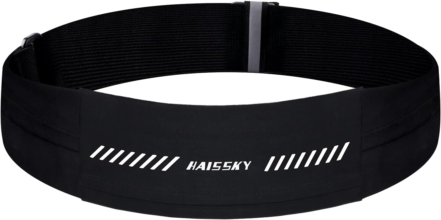 HAISSKY Running Belt Waist Pack Phone Holder Runner Belt Fanny Pack Lightweight Running Pouch Belt for iPhone 14, 14 Pro, 13, 13 Pro Max, Airpods, Sweat Resistant Workout Pouch for Jogging