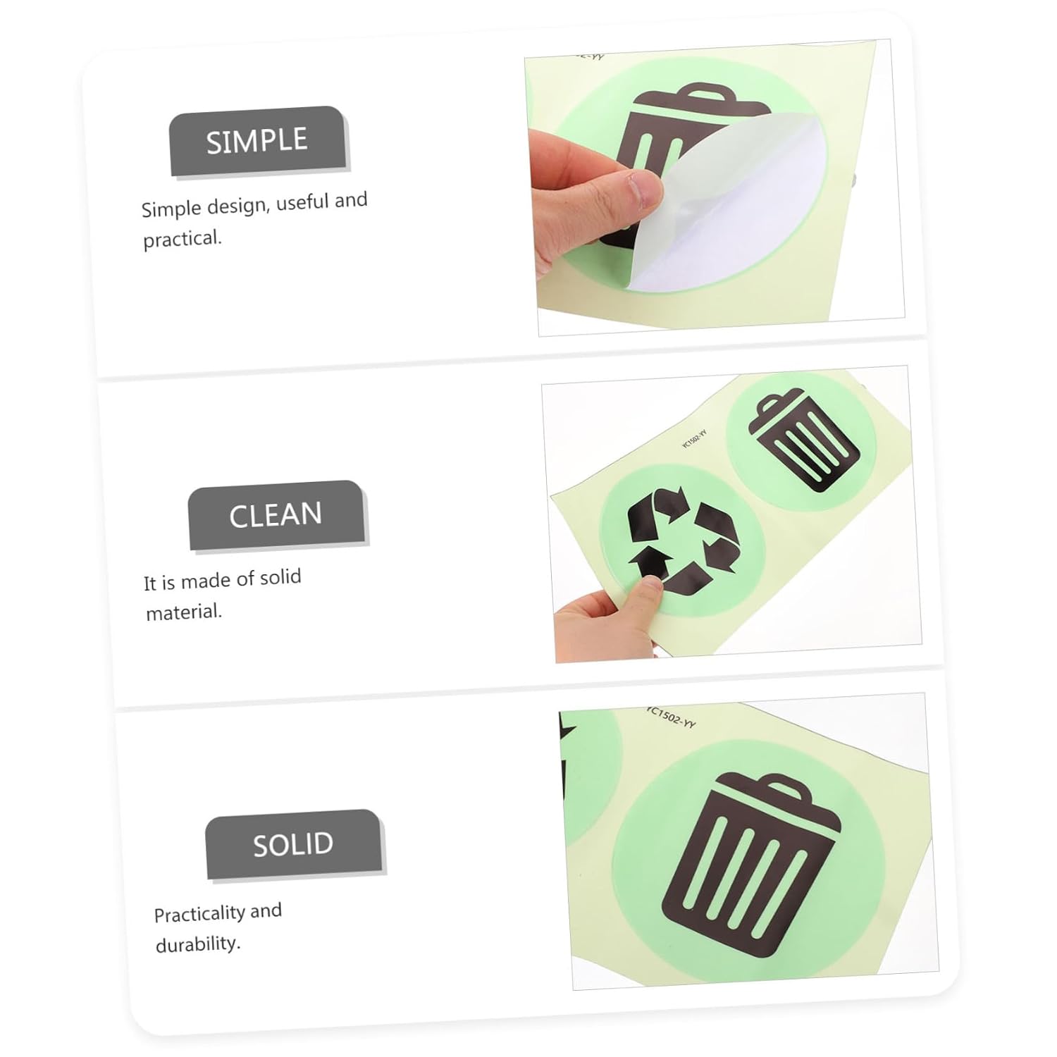 Luminous Trash Can Stickers Garbage Sorting Decals for Easy Recycling Self-Adhesive Waste Labels for Home and Kitchen Use