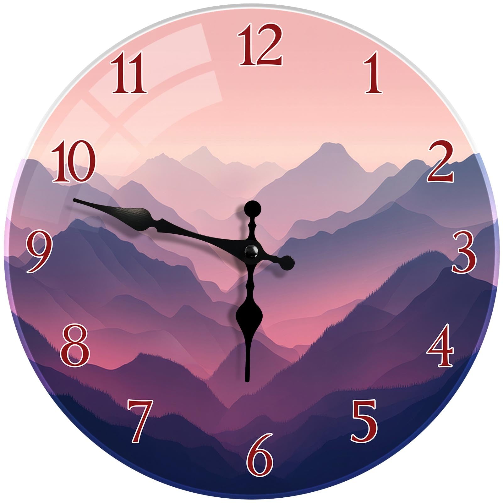 Horloge murale montagne en verre : sublimez votre cuisine ou bureau au calme