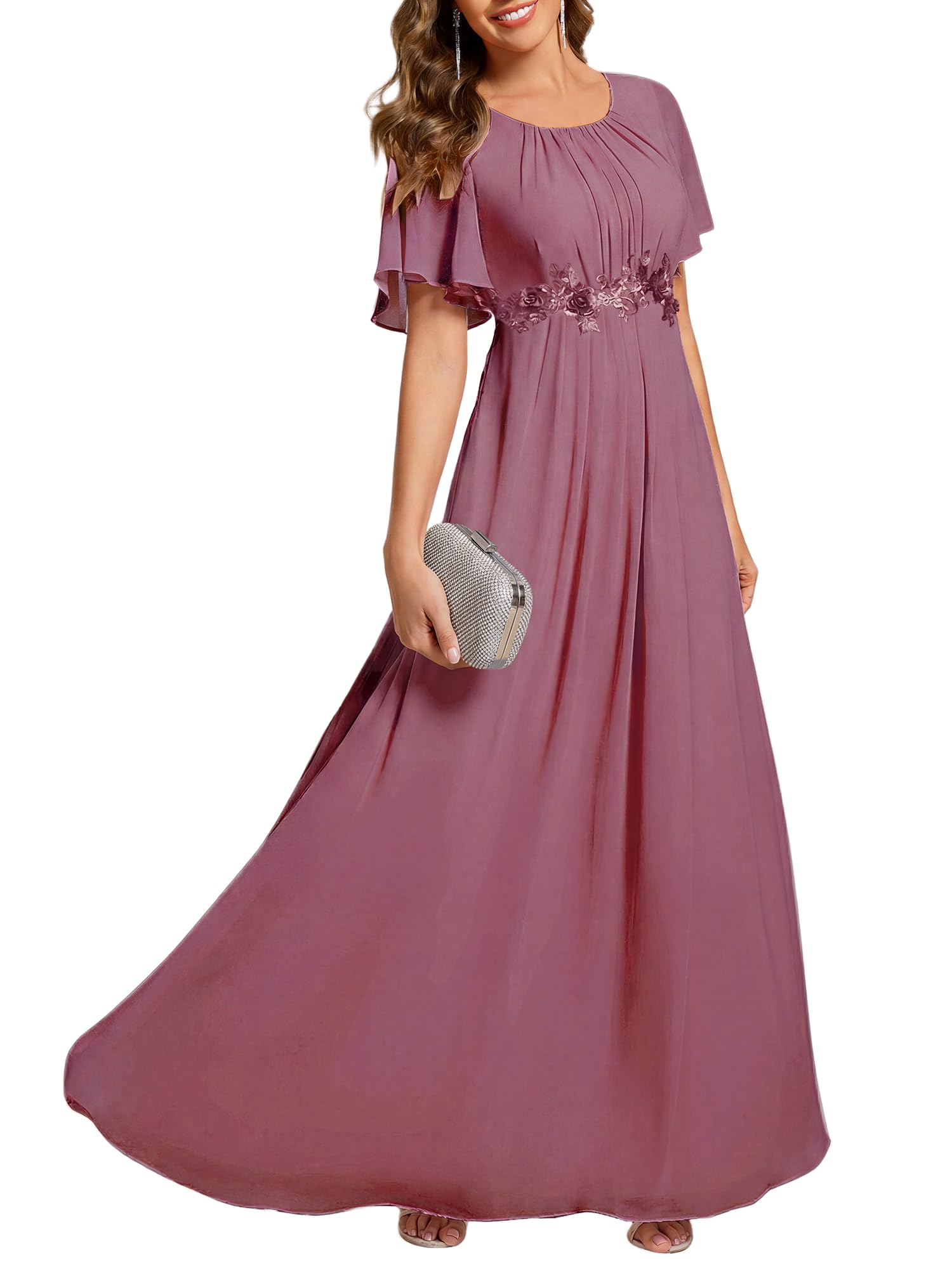 Ever-Pretty Women's Applique Chiffon Formal Wedding Guest Dresses