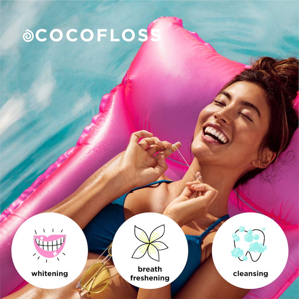 COCOFLOSS Coconut-Oil Infused Woven Dental Floss | Strawberry | Dentist-Designed | Vegan and Cruelty-Free | 8 month Supply (32 Yds x 4 Units) : Beauty & Personal Care