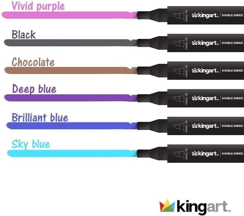 KINGART PRO Double-Ended Art Markers, Fine & Chisel Tip, Set of 12