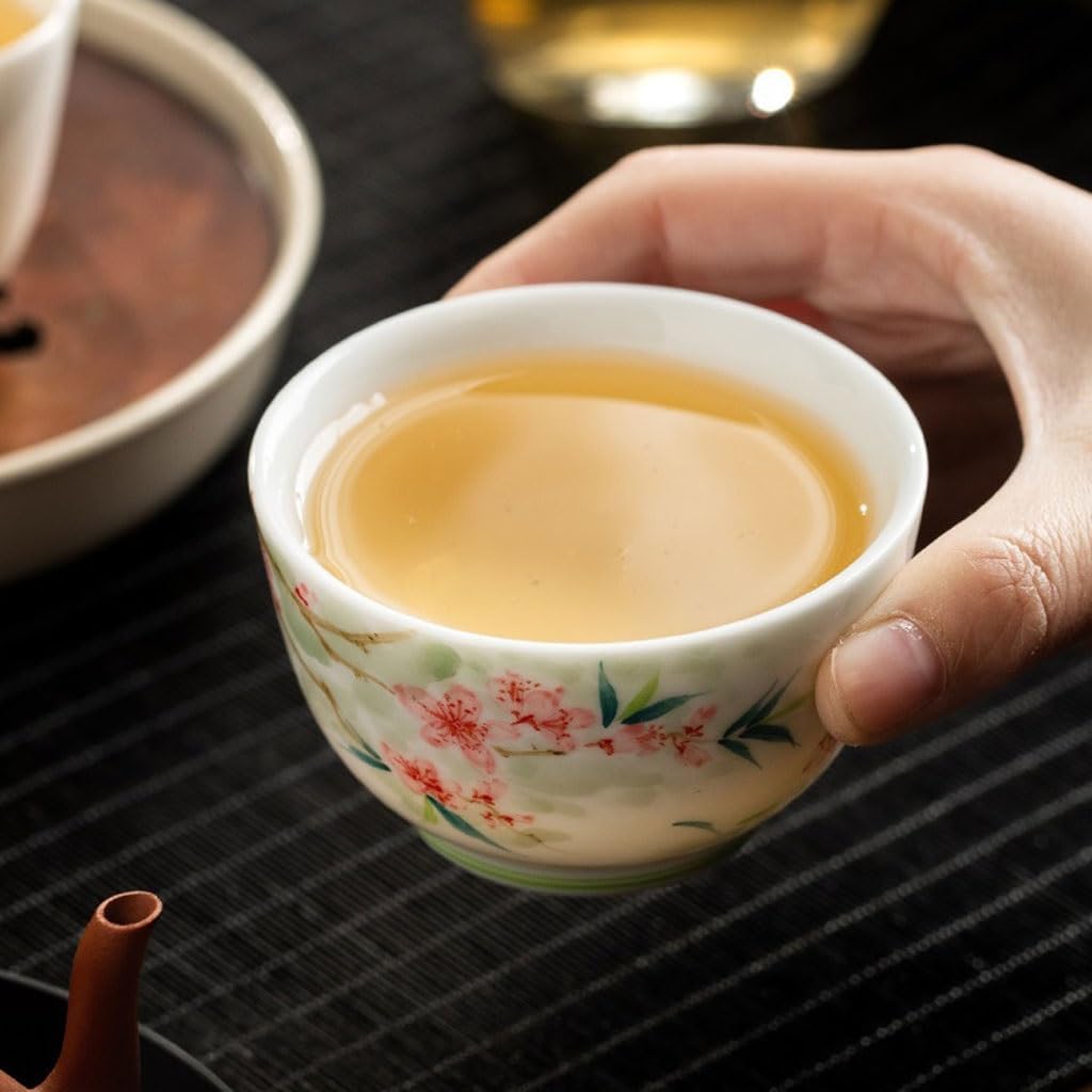 GSOUL Kungfu Tea cup Study Kitchen Ceramic Hand-painted Peach Blossom Host Cup Tea Home Drinking Exquisite Small Tea Cups