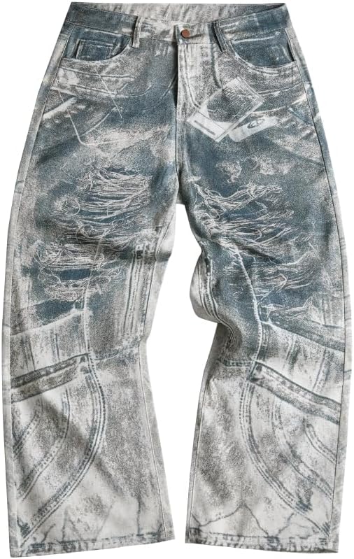 Men's Baggy Jeans Wide Leg Y2k Skater Vintage Streetwear Denim Pants Casual Loose Jean Trousers