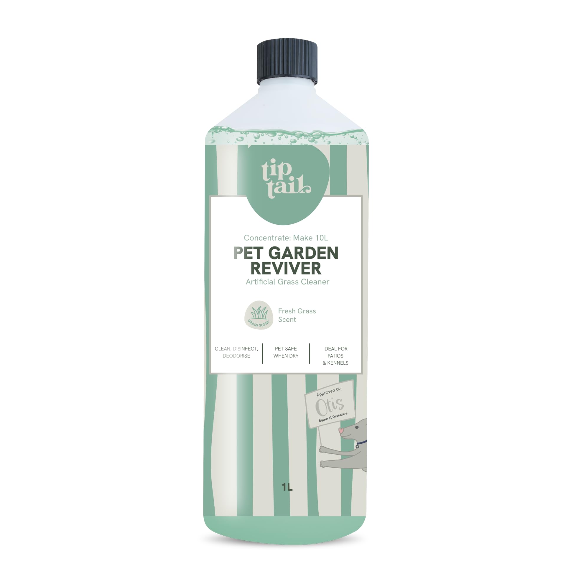 Tip Tail Pet Garden Reviver - Cleans, Disinfects and Deodorises Artificial Grass, Patios & Kennels. Concentrated Formula, Fresh cut grass fragrance, Pet Safe when Dry. Made in the UK (1L)