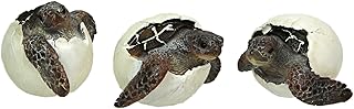 Things2Die4 Set of 3 Hand-Painted Resin Hatching Sea Turtle Minifigures – 2.75 Inches Diameter, 2 Inches High – Charming Coastal-Themed Figurines