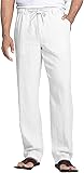 NANAMEEI Pantalon Lin Homme Été Pantalons de Plage Casual Pantalon Yoga Homme Grande Taille Elastique avec Cordon