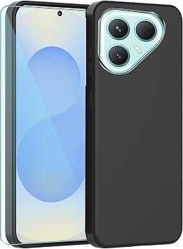 Silicone Case + Screen Protector for Tecno Pova 7 Ultra,Black Shockproof TPU Case,Bumper Phone Case,DustProof,Antiskid Anti-Scratch Phone Cover -H7