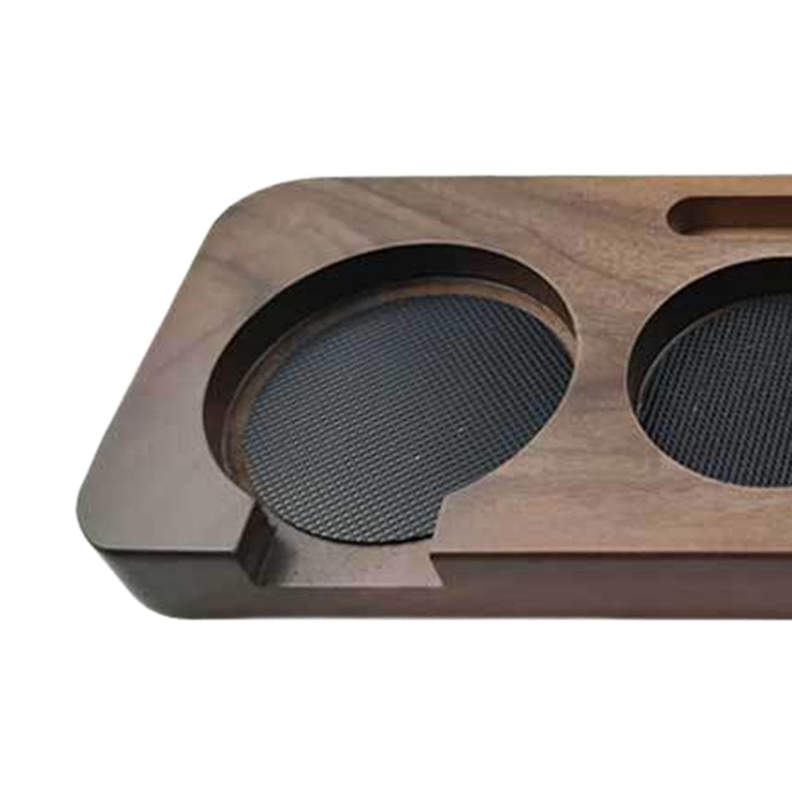 Estación de de Café de Madera para Portafiltros Y Dispensador de Espresso con Tapete de Silicona, Almacenamiento de Cucharas Y Accesorios, Ad, Nogal de 58 mm, Individual