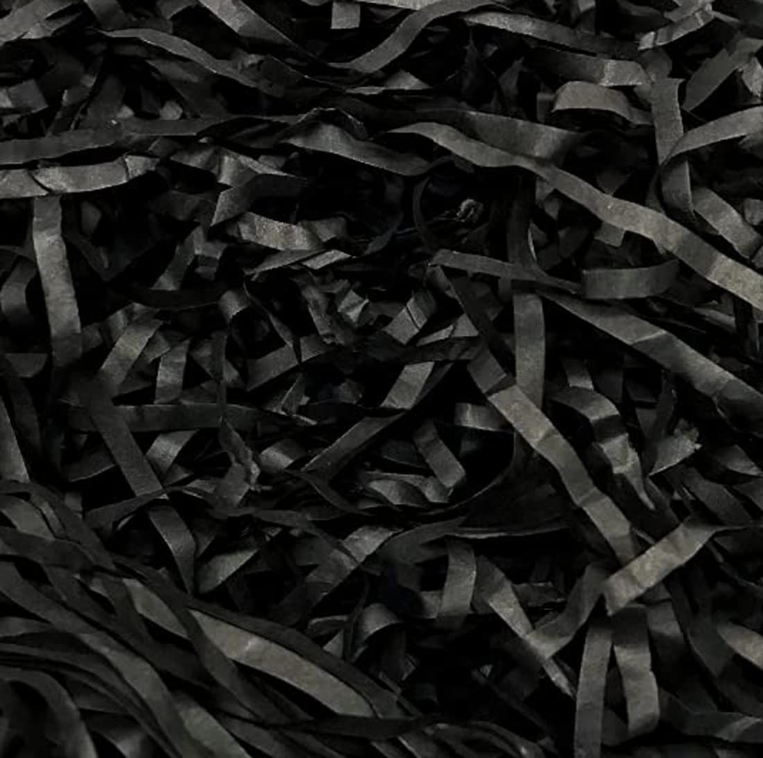 Prokart Black Shredded Paper Soft & Thin Crinkle Cut Paper for Gift Packaging, Box Filler, Craft DIY, Basket Packaging Filling, Birthday/Easter and Christmas Decoration (500 Grams Each)