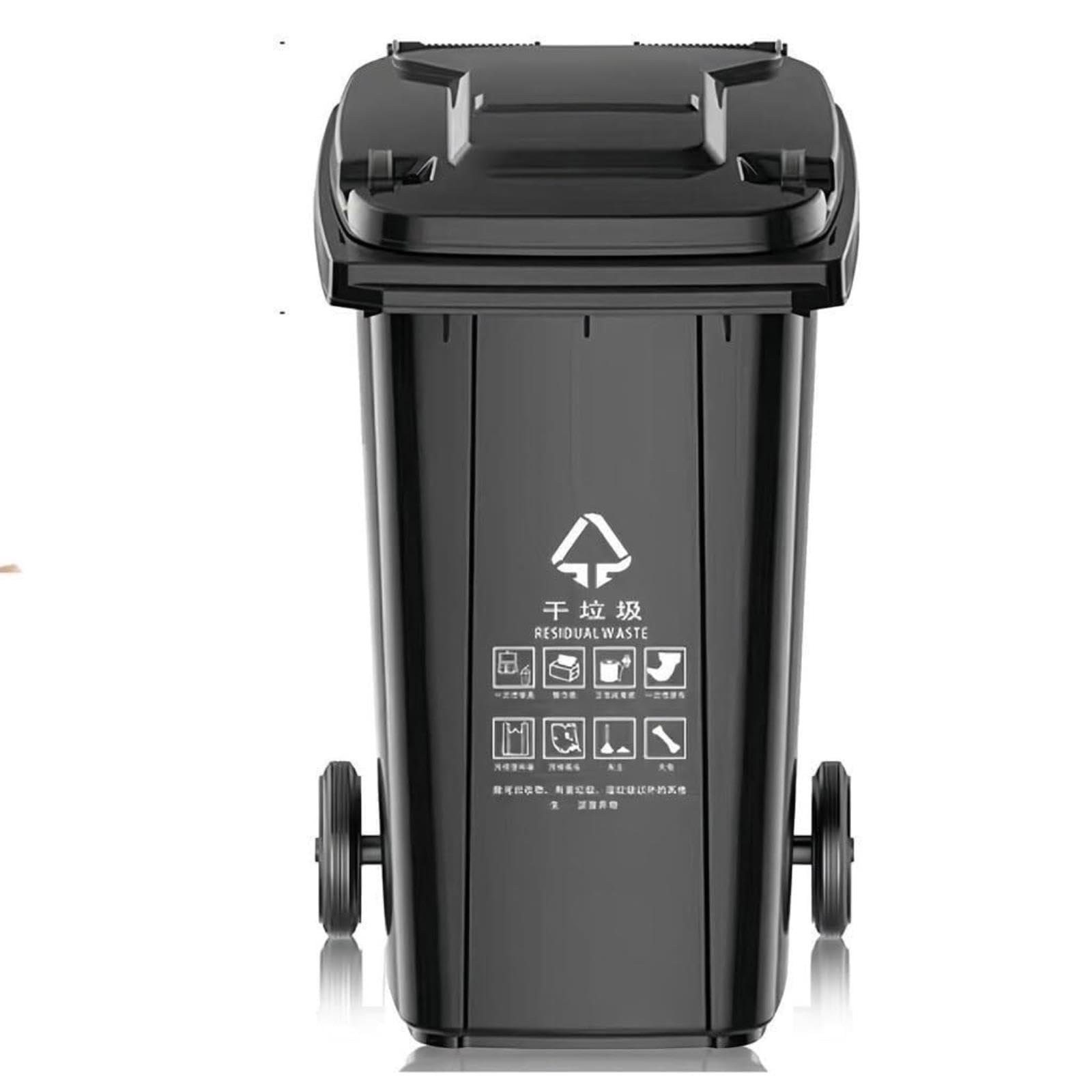 VITIWEDTY Outdoor Trash Can with Lid and Wheels, Heavy Duty Plastic Garbage Bin for Home, Garage, Patio (Black 100L)