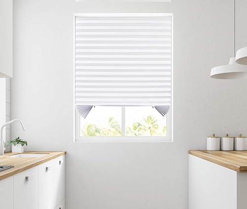 Vista 8 de Mirrotek Persianas plisadas de papel para ventana, persianas para oscurecer la habitación, color negro, 36 x 69 pulgadas