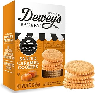 Dewey's Bakery Salted Caramel Cookie Thins | No Artificial Flavors, Synthetic Colors or Preservatives | Baked in Small Bat...