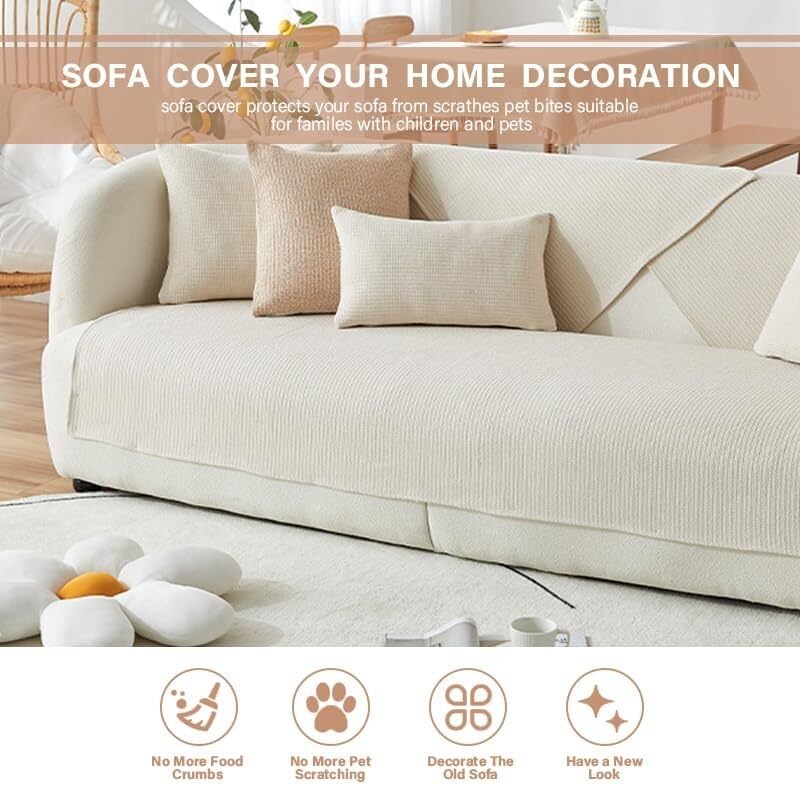 Housse de canapé moderne coton lin doux protection canapé sectionnel - 5
