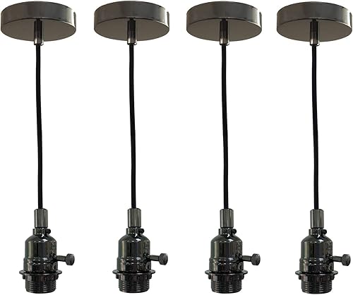 Miniatura 67 de Royal Designs, Inc. Iluminación colgante colgante, enchufe de luz colgante sin llave en forma de cilindro y toldo, cobre antiguo con cable de tela